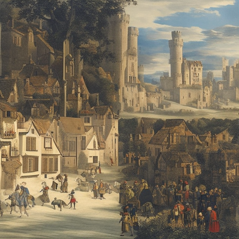 Medieval village scene